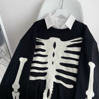 Áo sweater logo in bộ xương form đẹp xuất sắc Áo sweater logo in bộ xương form đẹp xuất sắc