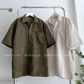 Áo sơ mi nhung tăm tay ngắn có 1 túi ngực form dưới 70kg Áo sơ mi nhung tăm tay ngắn có 1 túi ngực form dưới 70kg