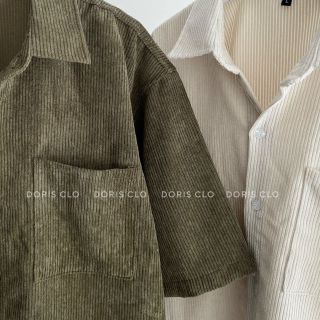 Áo sơ mi nhung tăm tay ngắn có 1 túi ngực form dưới 70kg Áo sơ mi nhung tăm tay ngắn có 1 túi ngực form dưới 70kg