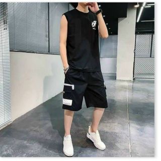 Bộ đồ thể thao nam quần lửng áo ba lỗ mặc đi chơi OTF cực ngầu, quần short kaki túi hộp nam Bộ đồ thể thao nam quần lửng áo ba lỗ mặc đi chơi OTF cực ngầu, quần short kaki túi hộp nam
