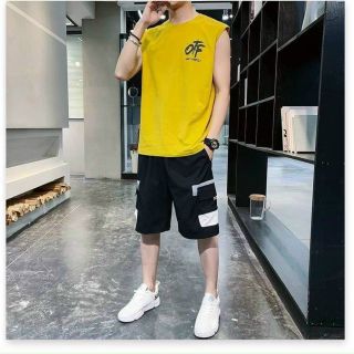 Bộ đồ thể thao nam quần lửng áo ba lỗ mặc đi chơi OTF cực ngầu, quần short kaki túi hộp nam Bộ đồ thể thao nam quần lửng áo ba lỗ mặc đi chơi OTF cực ngầu, quần short kaki túi hộp nam