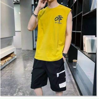 Bộ đồ thể thao nam quần lửng áo ba lỗ mặc đi chơi OTF cực ngầu, quần short kaki túi hộp nam Bộ đồ thể thao nam quần lửng áo ba lỗ mặc đi chơi OTF cực ngầu, quần short kaki túi hộp nam