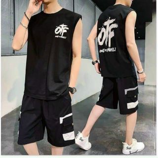 Bộ đồ thể thao nam quần lửng áo ba lỗ mặc đi chơi OTF cực ngầu, quần short kaki túi hộp nam Bộ đồ thể thao nam quần lửng áo ba lỗ mặc đi chơi OTF cực ngầu, quần short kaki túi hộp nam