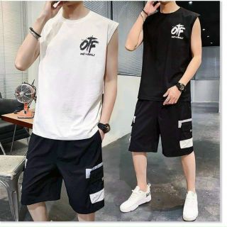 Bộ đồ thể thao nam quần lửng áo ba lỗ mặc đi chơi OTF cực ngầu, quần short kaki túi hộp nam Bộ đồ thể thao nam quần lửng áo ba lỗ mặc đi chơi OTF cực ngầu, quần short kaki túi hộp nam