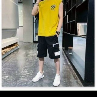 Bộ đồ thể thao nam quần lửng áo ba lỗ mặc đi chơi OTF cực ngầu, quần short kaki túi hộp nam Bộ đồ thể thao nam quần lửng áo ba lỗ mặc đi chơi OTF cực ngầu, quần short kaki túi hộp nam