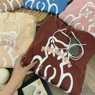 áo hoodie in andiman unisex tay phồng hình gấu siêu xinh.