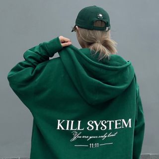 Áo Nỉ Hoodie KILL SYTEM Khóa Kéo Unisex Form Rộng Áo Nỉ Hoodie KILL SYTEM Khóa Kéo Unisex Form Rộng