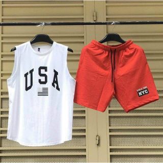 Bộ thể thao unisex nam tập gym, mặc nhà mát mẻ cotton thoáng mát in USA