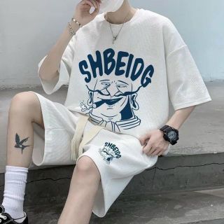 Bộ đồ nam nữ form rộng in họa tiết SHBEIDG chất liệu da cá tổ ong co giãn thoáng mát Bộ đồ nam nữ form rộng in họa tiết SHBEIDG chất liệu da cá tổ ong co giãn thoáng mát
