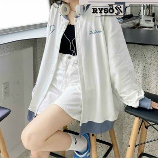 ￼Áo khoác cardigan nam nữ thêu tim Hàn Quốc 20 inch, áo khoác nhẹ unisex thời trang