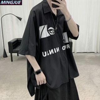 Áo sơ mi lụa nam nữ form rộng tay lở in con mắt NinJA. Áo sơ mi lụa nam nữ form rộng tay lở in con mắt NinJA.
