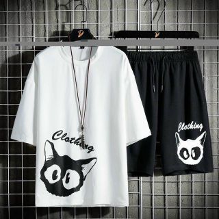 SET đồ bộ nam hoạ tiết mặt mèo, chất vải thun lạnh thoáng mát