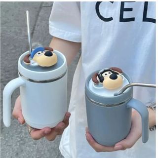 CỐC GIỮ NHIỆT INOX 304 HÌNH CHÚ CHÓ XINH XẮN TẶNG KÈM ỐNG HÚT THIẾT KẾ NẮP KÍN CHỐNG TRÀN TIỆN LỢI TIỆN LỢI