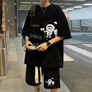 Bộ quần áo nam mặc nhà in hình phi hành gia dễ thương thun cotton co giãn mềm mịn Bộ quần áo nam mặc nhà in hình phi hành gia dễ thương thun cotton co giãn mềm mịn