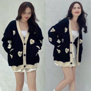Áo Khoác Cardigan Trái Tim Swe Nữ Nude Form Rộng cánh dơi. Áo Khoác Cardigan Trái Tim Swe Nữ Nude Form Rộng cánh dơi.