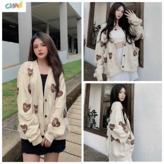 Áo Khoác Cardigan Trái Tim Swe Nữ Nude Form Rộng cánh dơi. Áo Khoác Cardigan Trái Tim Swe Nữ Nude Form Rộng cánh dơi.