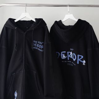 Áo Khoác Dây Kéo Nỉ Lót Bông In Chữ DEROR Chạy kansai form Unisex Áo Khoác Dây Kéo Nỉ Lót Bông In Chữ DEROR Chạy kansai form Unisex