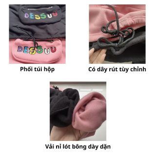 Áo hoodie in Dessuu có túi bao tử phối dây rút form rộng unisex nam nữ. Áo hoodie in Dessuu có túi bao tử phối dây rút form rộng unisex nam nữ.