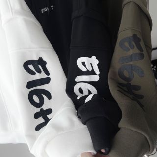 ￼Áo Hoodie Nỉ Lót Bông Tay Nối EIGHT Form Rộng Unisex.