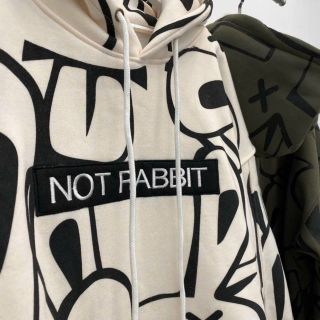 Áo hoodie in toàn thân NOT RABBIT Unisex nam nữ phong cách cá tính , năng động.