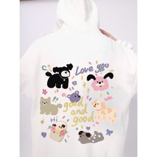 Áo hoodie nam nữ unisex in họa tiết cún cưng đáng yêu , form rộng dưới 75kg Áo hoodie nam nữ unisex in họa tiết cún cưng đáng yêu , form rộng dưới 75kg