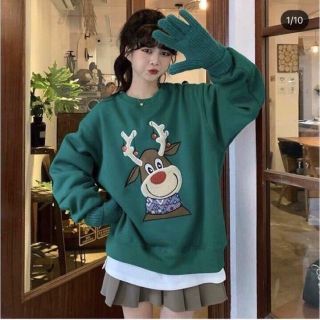￼Áo Sweater Giáng Sinh Hình Chú Tuần Lộc Siêu Cute, Freesize Dưới 70kg dáng tay phòng