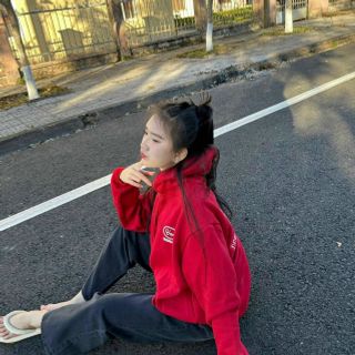 Áo hoodie AUTOMOBILE form rộng màu đỏ nam nữ unisex không lem màu