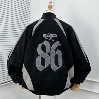 Áo khoác bomber UNISEX nam nữ chất da lộn 2 lớp, lót dù in APRIDE 86