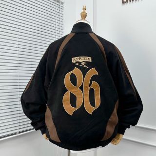 Áo khoác bomber UNISEX nam nữ chất da lộn 2 lớp, lót dù in APRIDE 86