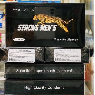 Bao Cao Su STRONG MEN ĐEN GÂN GAI - Tạo Khoái cảm (Hộp 12 cái) Bao Cao Su STRONG MEN ĐEN GÂN GAI - Tạo Khoái cảm (Hộp 12 cái)