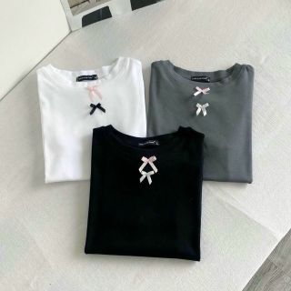 Áo thun babytee phối nơ xinh xắn, chất cotton borip xịn freesize dưới 60kg Áo thun babytee phối nơ xinh xắn, chất cotton borip xịn freesize dưới 60kg