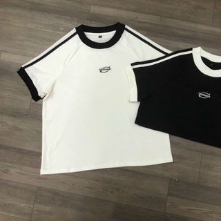 Áo thun baby tee chạy sọc tay, logo in B, chất cotton borip xịn, co giãn tốt Áo thun baby tee chạy sọc tay, logo in B, chất cotton borip xịn, co giãn tốt