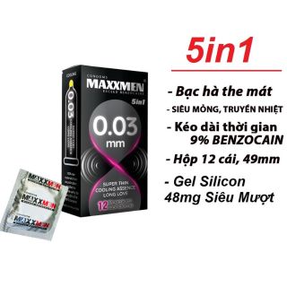 Bao cao su siêu mỏng Maxxmen 5in1 size 49mm Bao cao su siêu mỏng Maxxmen 5in1 size 49mm
