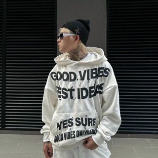 Áo hoodie UNISEX in nổi GOOD VIBES BEST IDEAS chất nỉ mịn mát, tay phồng, nón 2 lớp