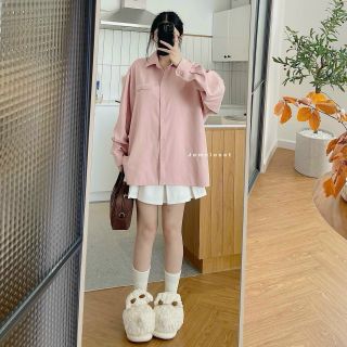 Áo sơ mi tay dài chất da lộn logo thêu INCREDIBL hàng đẹp Freesize dưới -70kg Áo sơ mi tay dài chất da lộn logo thêu INCREDIBL hàng đẹp Freesize dưới -70kg