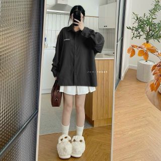 Áo sơ mi tay dài chất da lộn logo thêu INCREDIBL hàng đẹp Freesize dưới -70kg Áo sơ mi tay dài chất da lộn logo thêu INCREDIBL hàng đẹp Freesize dưới -70kg