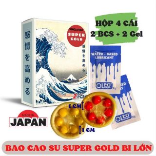 Bao cao su Super Gold hộp 2 cái, bcs có bi lớn chống xuất tinh sớm Bao cao su Super Gold hộp 2 cái, bcs có bi lớn chống xuất tinh sớm