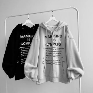 Áo khoác UNISEX nam nữ chất nỉ dày mịn mát in chữ MANKIND form rộng dưới 80kg Áo khoác UNISEX nam nữ chất nỉ dày mịn mát in chữ MANKIND form rộng dưới 80kg