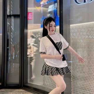 Set áo tăm lạnh kèm váy bố dạ có lót freesize dưới 55kg