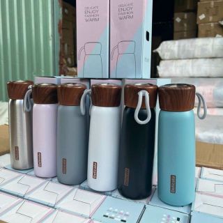 Bình uống nước giữ nhiệt inox 500ml nắp gỗ ( THÙNG 100C)