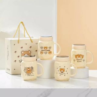 Cốc Sứ Nắp Gương Bear (THÙNG 60C)