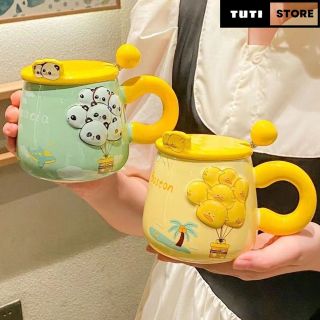 Cốc Sứ Cute Chùm Bóng Quai Tròn ( THÙNG 60C)
