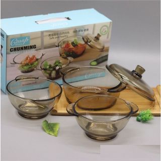 Bộ Bát Thuỷ Tinh Vàng 3 Món (1 Nồi 2 Bát) (THÙNG 10B) Bộ Bát Thuỷ Tinh Vàng 3 Món (1 Nồi 2 Bát) (THÙNG 10B)