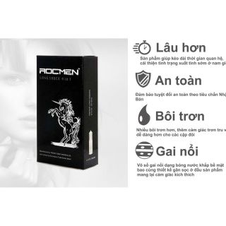 Bao cao su Rocmen đen Long Shock 4 in 1 kéo dài thời gian ( Hộp 12 cái) Bao cao su Rocmen đen Long Shock 4 in 1 kéo dài thời gian ( Hộp 12 cái)