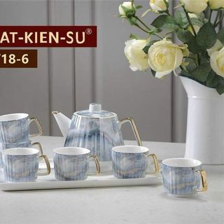 Bình Cốc Khay Thấp Sọc Vân Đá Xanh Y18-6 (THÙNG 12B