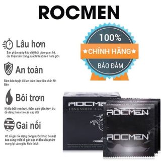 Bao cao su Gân Gai Kéo dài thời gian Rocmen Đen - Hộp 3 chiếc Bao cao su Gân Gai Kéo dài thời gian Rocmen Đen - Hộp 3 chiếc