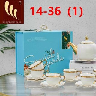 Bộ Ấm Chén Đĩa Kê Sóng Sứ Trắng 14-36, 34 (THÙNG 12B)