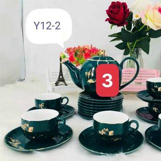 Bộ Ấm Chén Đĩa Kê Sứ Xanh CC Y12-2 ( THÙNG 12B) Bộ Ấm Chén Đĩa Kê Sứ Xanh CC Y12-2 ( THÙNG 12B)