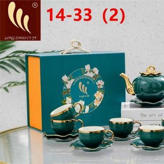 Bộ Ấm Chén Đĩa Kê Sóng Sứ Xanh 14-33, 34 (THÙNG 12B)