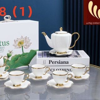 Bộ Ấm Chén Đĩa Kê Sóng Sứ Trắng 14-38 (THÙNG 12B)